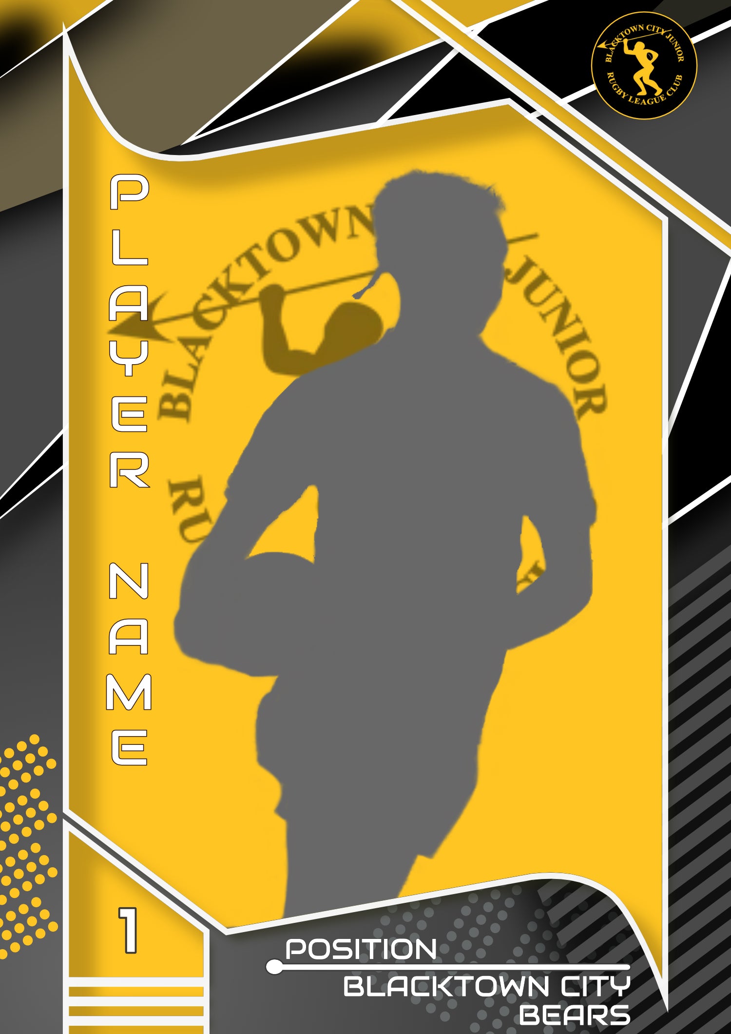 Blacktown City Bears Junior Rugby League Customised Card